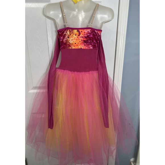 Weissman Girls Large Dance Costume Pink Orange Ombre Tutu Lyrical Ballet LC - Picture 7 of 16